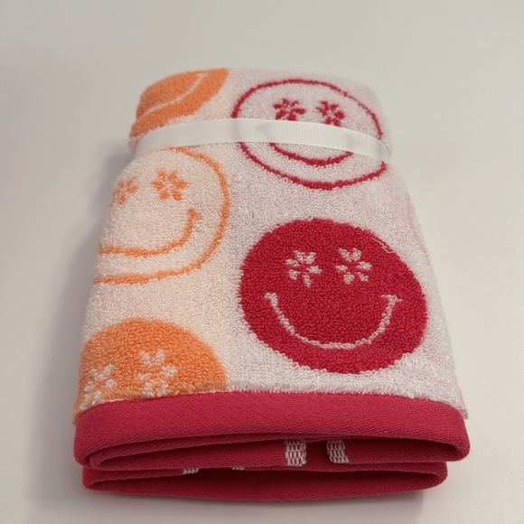 6pc CARO HOME 100% Cotton Smiley Face Bath Towel Set - Coral - Picture 7 of 9